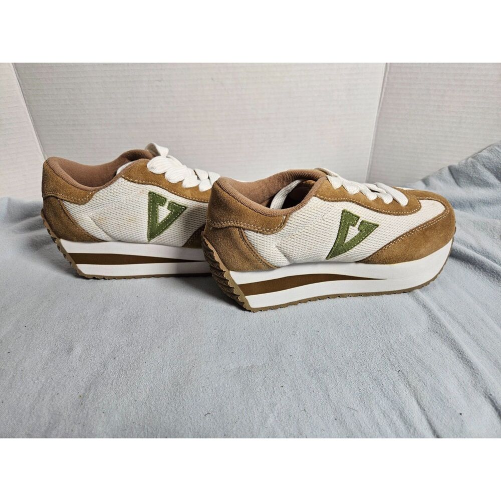 VOLATILE Vintage Platform Sneakers Tan Suede Mesh Chunky Retro 70s Y2K Size 6.5